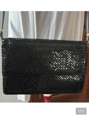 Whiting & Davis Clutch  Shoulder bag  evening  Dressy Holiday sparkle dot Black